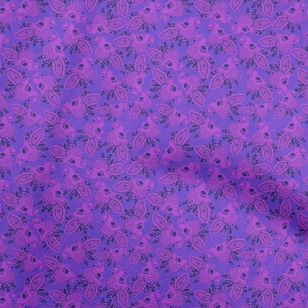 oneOone Cotton Flex Medium Blue Fabric Peacock Sewing Fabric By The Yard Printed Diy Clothing Sewing Supplies 40 Inch
