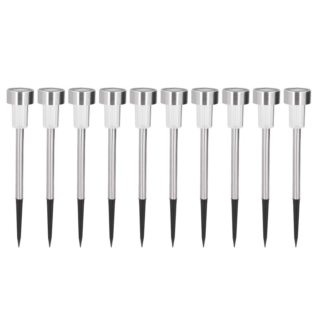 10Pcs Solar Lawn Lamp LED Landscape Garden Lights IP44 Waterproof Stainless Steel for Outside Yard