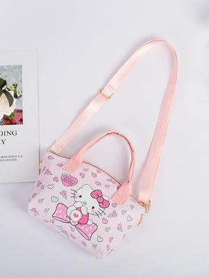 Мультяжная кожаная сумка через плечо Hello Kitty & Cinnamoroll - Милая детская сумка кроссбоди для макияжа