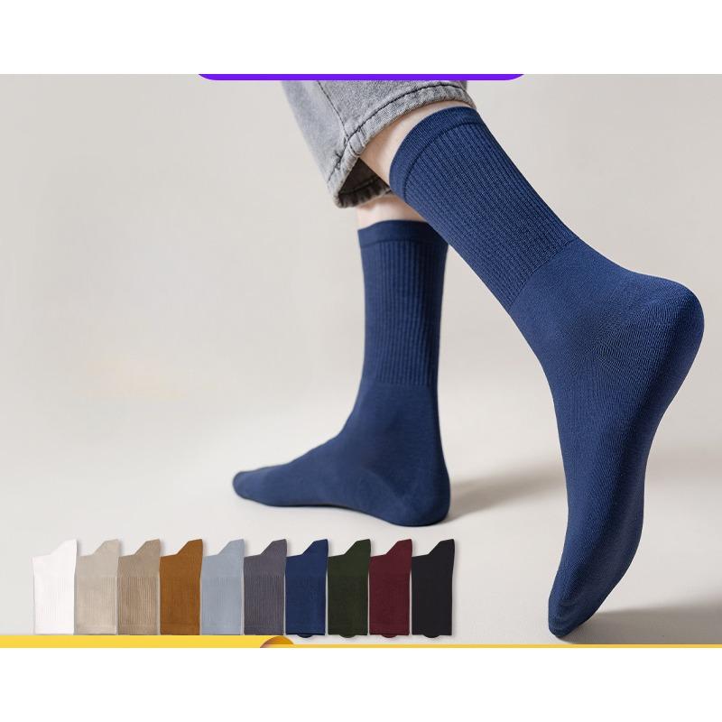 Men's Autumn and Winter Simple Sports Socks, Gaobang Antibacterial and Anti-pilling Men's Mid-calf Socks, Plain Men's Socks