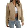 Women Jacket O Neck Solid Color Zipper Closure Coat Loose Thermal Short Type