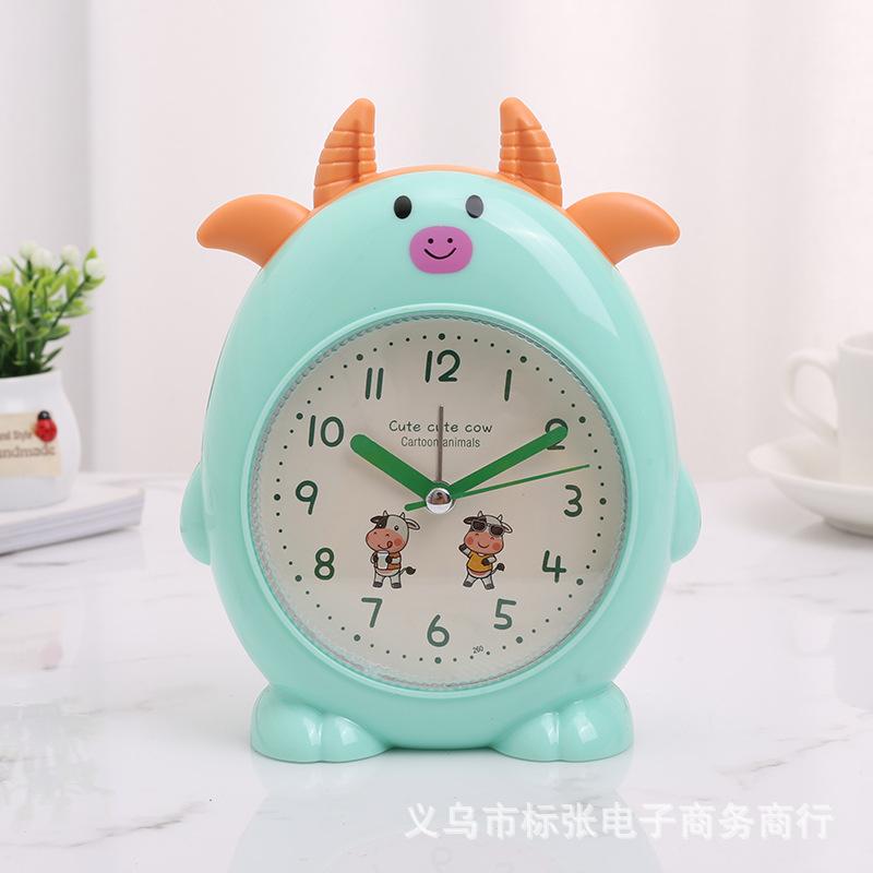 Cute styling cow student alarm clock, children's bedroom bedside clock alarm clock