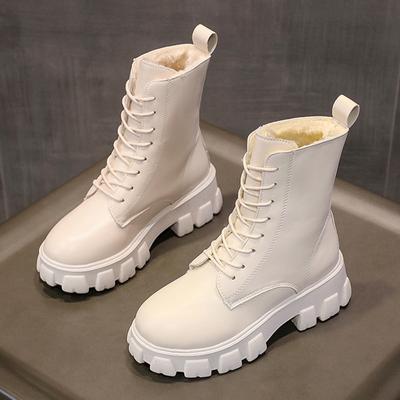 Rimocy/женские ботильоны на массивной платформе, осенне-зимняя теплая плюшевая обувь из искусственной кожи, Botas Mujer, женская обувь на толстой подошве со шнуровкой