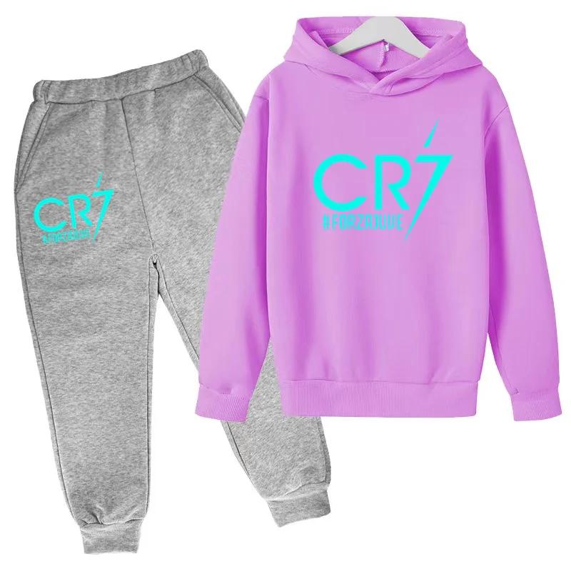 Kids Hoodie CR7 Football Idol 3-12Y Boys Girls Clothes Toddler Clothing Top+ Pants Sports Jogging Training Casual Sweatshirt Set