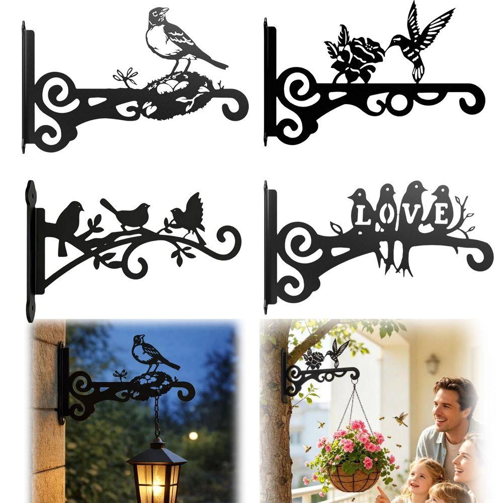 New Wall Mounted Plant Hanger Rust Resistant Bird Leaf Plant Basket Hanger Iron Flower Pot Hook Garden Decor