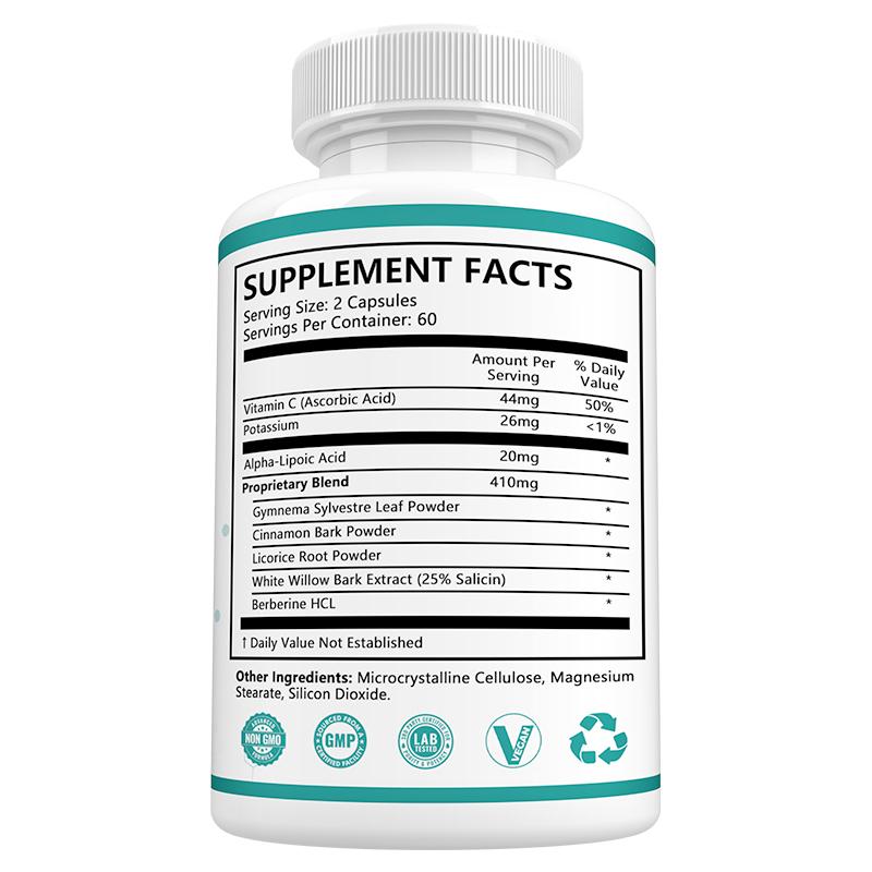 Bunkell Sugar Balance Dietary Supplement Vegetable Capsules 120 Count