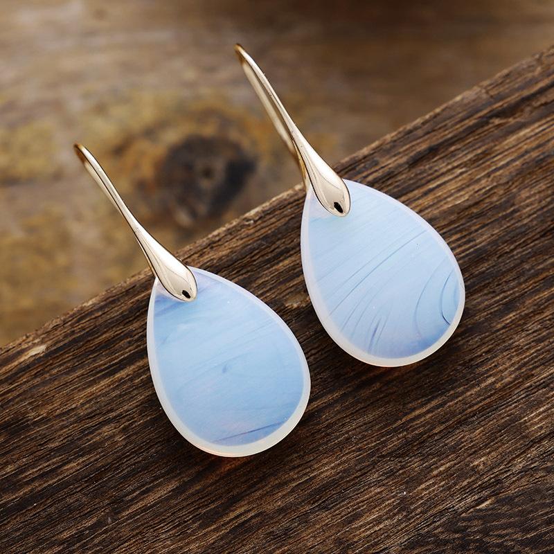 Luxury New Simple High Quality Natural Stone Crystal Amethyst Pendant Earrings Earrings European and American Popular Jewelry Jewelry