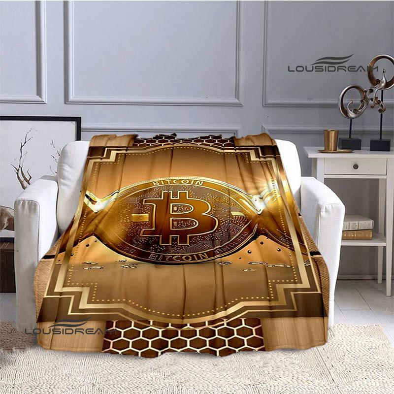 Bitcoin Fashion Printed Blanket Kids Warm Blanket Flannel Soft Cozy Blanket Sofa Bed Blanket Travel Blanket Birthday Gift