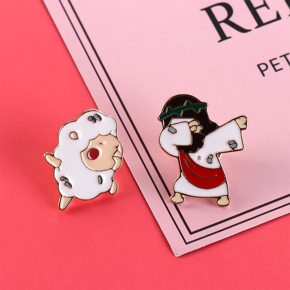 Little Sheep Jesus Messiah Brooches Swag Dancing Enamel Brooches Lapel Pin Shirt Lapel Pins Bag