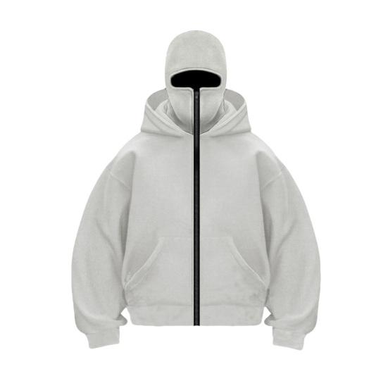 Мужская балаклава худи на молнии куртка с маской толстовка с капюшоном ветрозащитное спортивное пальто с большими карманами для спорта фитнеса зимней повседневной носки