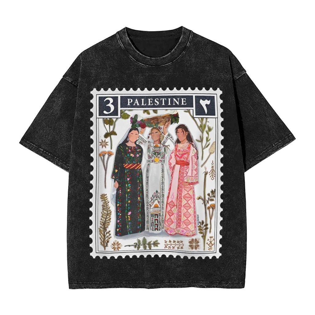 Футболка с принтом Палестины Streetwear Винтажные футболки Футболки для мужчин и женщин Хлопок Харадзюку С принтом