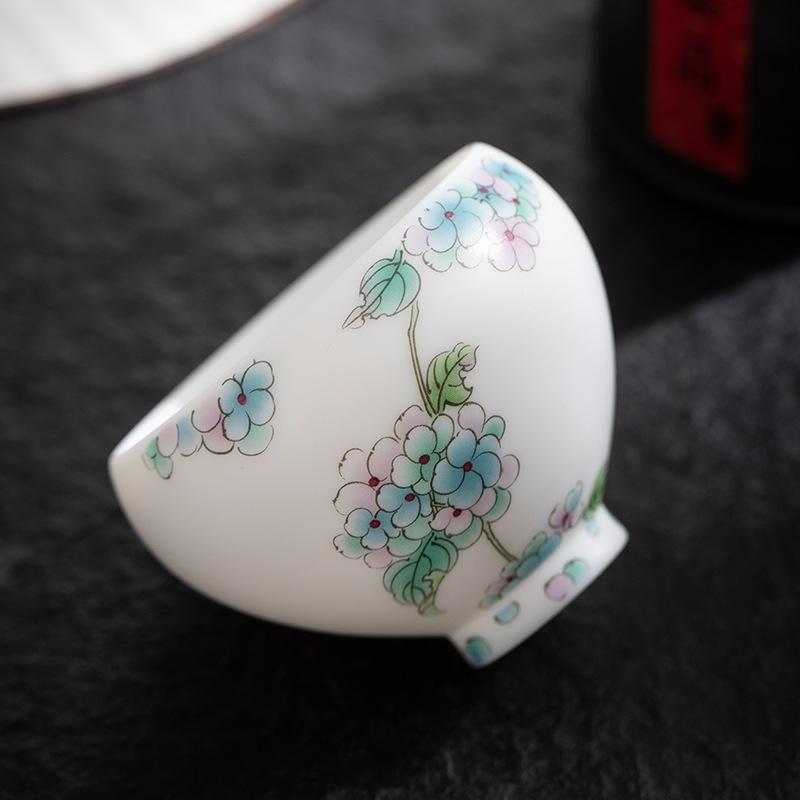 Vegetarian-fired suet jade white porcelain master cup tea cup tea tasting cup kung fu tea set ceramic single cup women's household single tea bowl