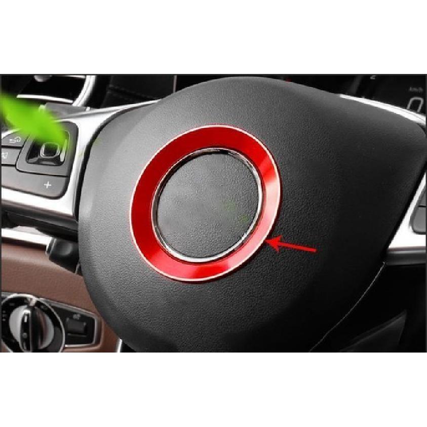 For Mercedes-Benz GLC 2016- Red Alloy Steering Wheel Horn Button Ring Trim