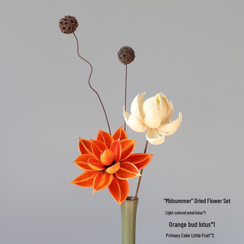 Zen Lotus Dried Flower Bouquet: Natural Chinese Style Living Room Decoration