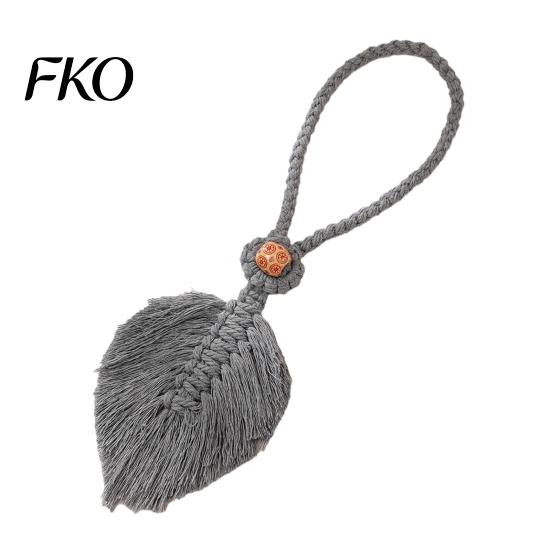 Hand-Knotted Curtain Strap Braided Leaf Tieback, Boho Cotton Rope Holder, Fringe Living Room Tieback Edge Knotted Draperies Holder for Bedroom