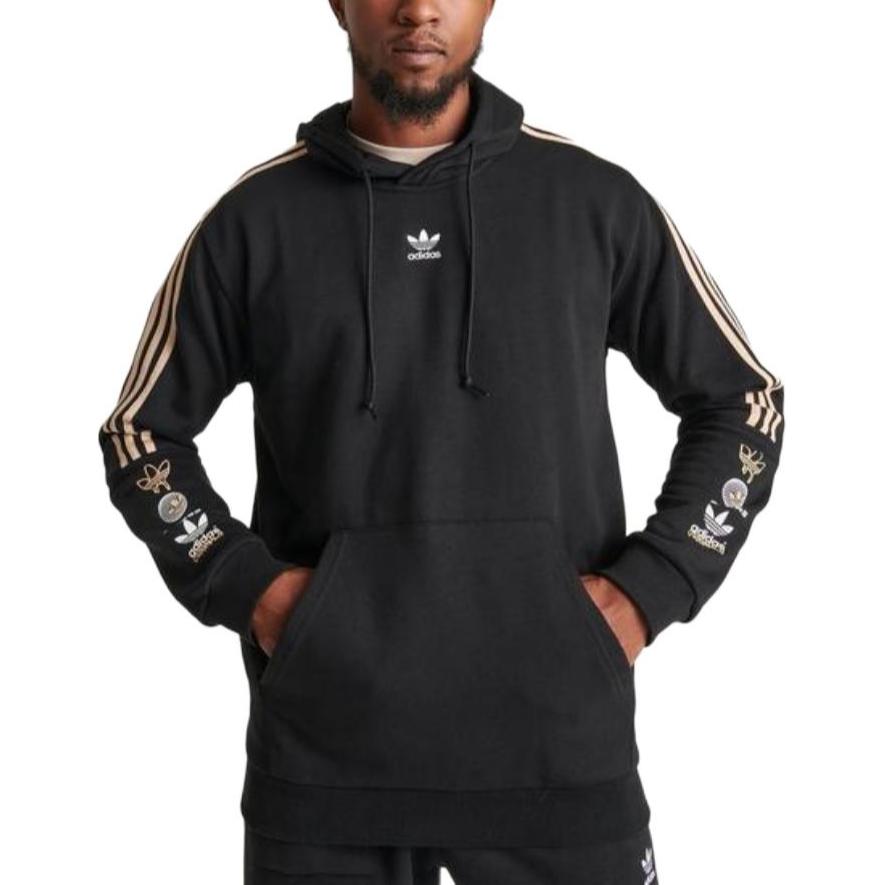 adidas Мужская толстовка с капюшоном Originals с длинным рукавом и полосками, черная IS2579