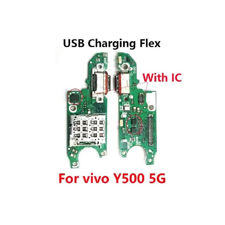 For Vivo Y500 5G USB Charging Board Dock Port With IC Fast Charging Sim card Board Flex Cable Repair Parts