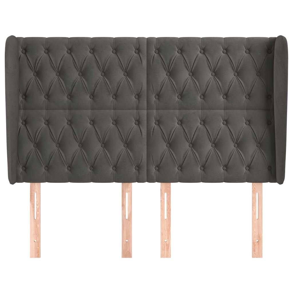 vidaXL Kopfteil mit Ohren Dunkelgrau 147x23x118/128 cm Samt
