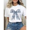 Женская футболка большого размера с коротким рукавом и круглым вырезом, с цветочным дизайном и бантом, в повседневном стиле, летняя женская одежда