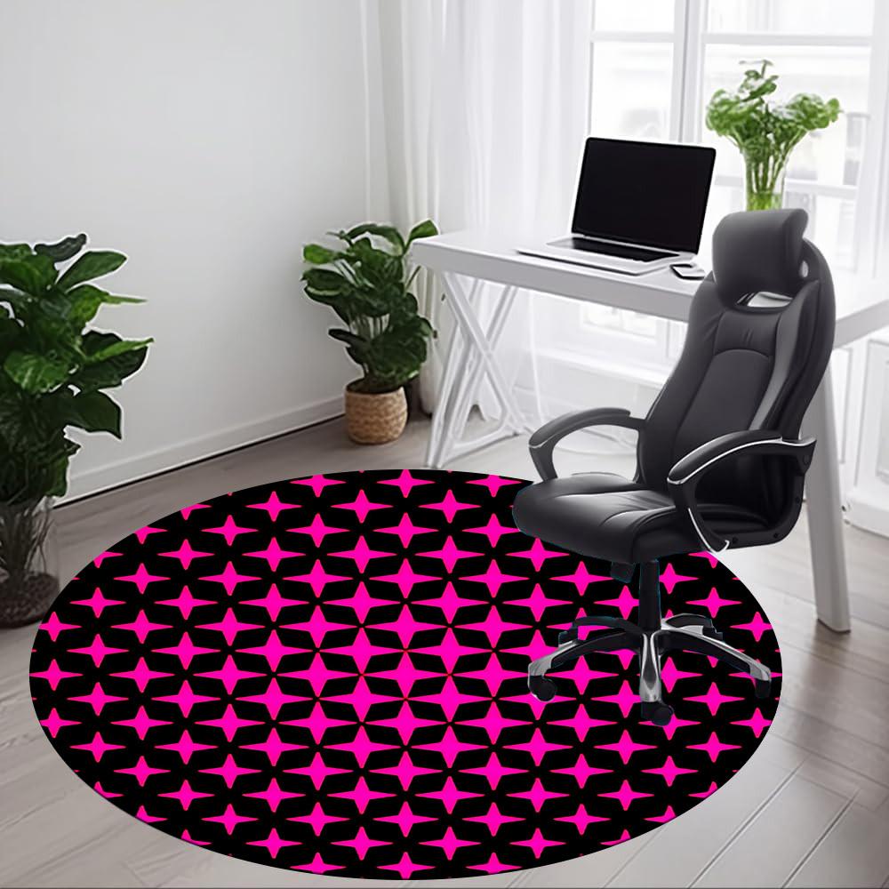 1pc Pink Stars Pattern Chair Carpet for Office Non Slip, Machine Washable Rug for Office, Room Holiday Decor for Christmas, Birthday Polyester