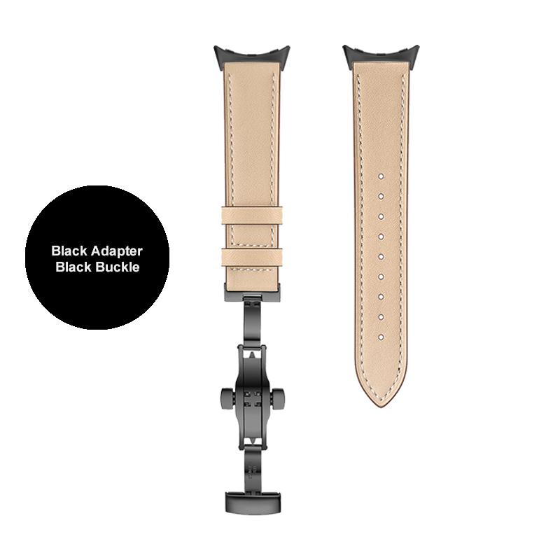 Кожаный ремешок с бабочкой для Google Pixel Watch Band Pixel Watch Ремешки для часов Браслет С адаптером (Серебристый/Черный/Розовое золото)