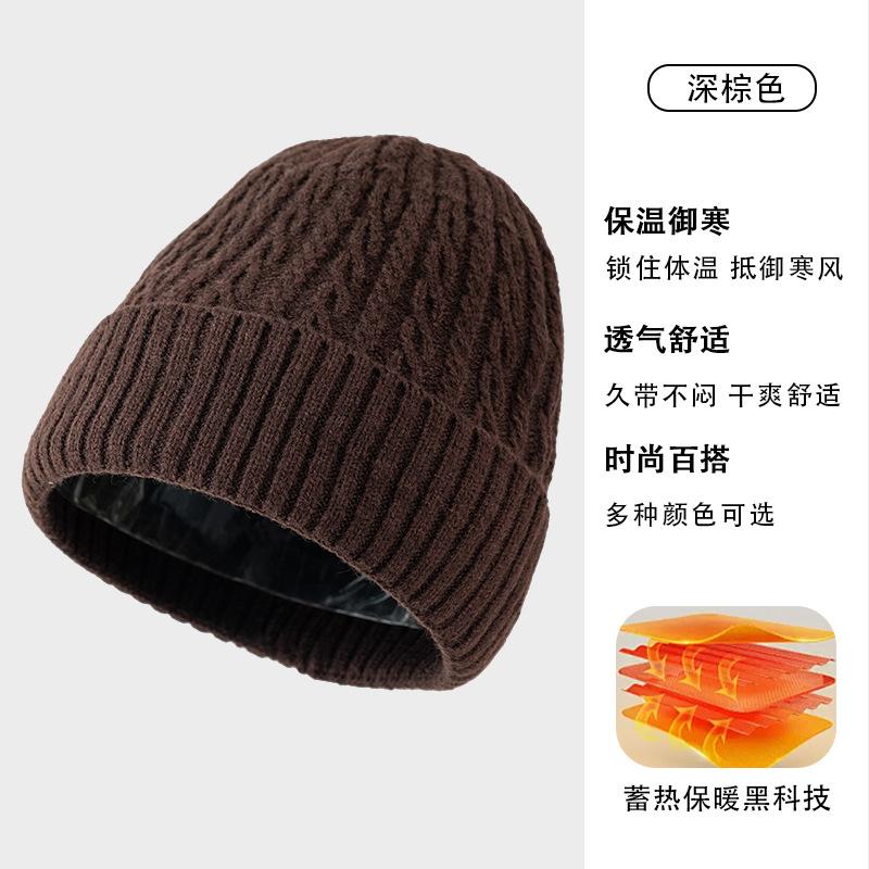Зимняя шапка мужская ветрозащитная шерстяная шапка взрослая новая плюшевая теплая универсальная уличная вязаная шапка