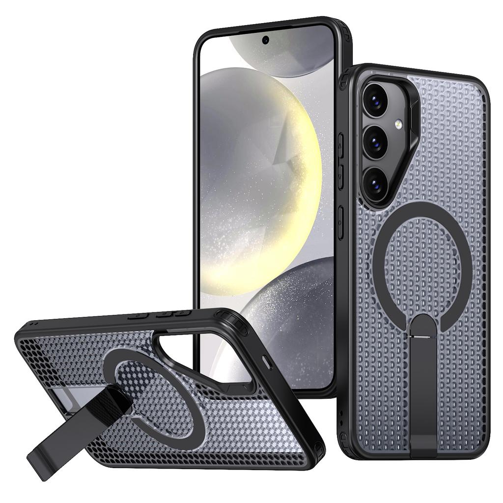 Для Samsung Galaxy S26 / S26 Pro Магнитный чехол Подставка Сетчатая текстура ТПУ ПК Задняя крышка телефона