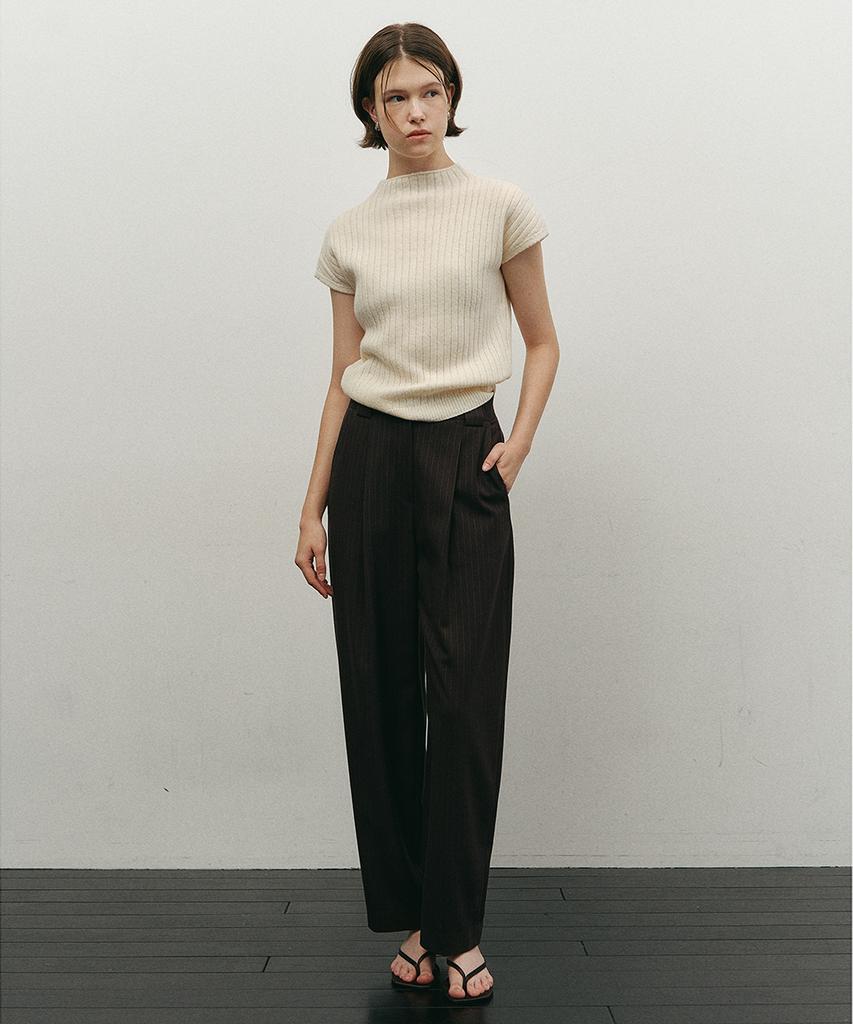 MAKE A TOAST Pintuck Wide Leg Pants Brown Mbefpa002Br