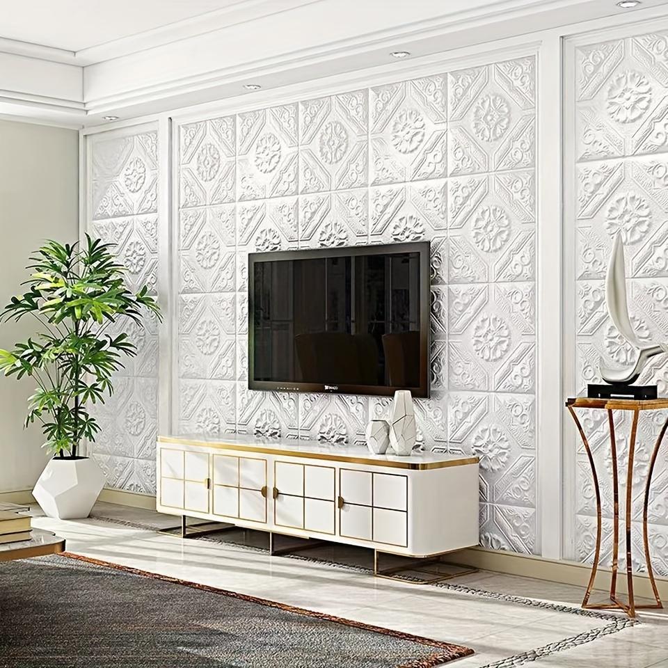 10 штук 13,78 * 13,78 дюймов DIY3D Европейская настенная плитка Самоклеящаяся настенная плита Пенокартон Домашнее украшение Гостиная Спальня Потолок Стена для телевизора