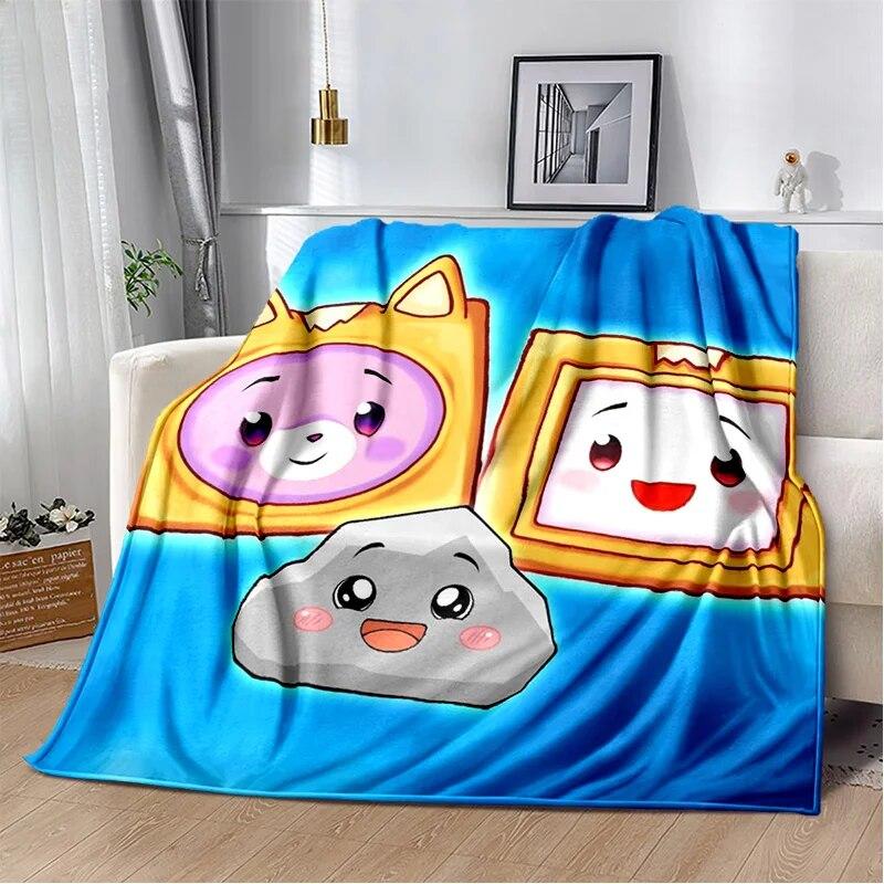 Мягкое плюшевое одеяло Happy Rocky, Foxy и Boxy Lankybox, фланелевое одеяло для гостиной, спальни, кровати, дивана, пикника