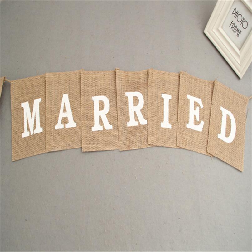 Flax Wedding Po Props Vintage Banner Jute Burlap Bunting Rustic Garland Party Wedding Decoration