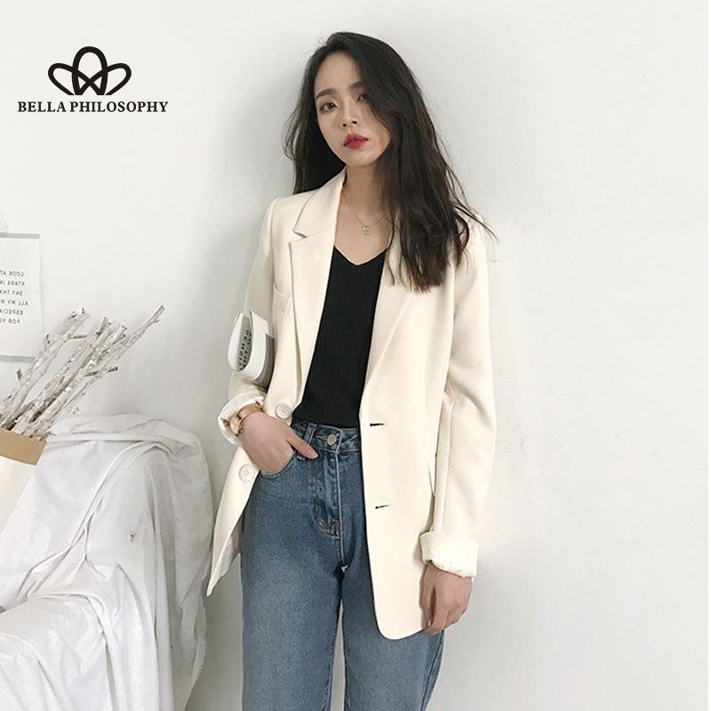 New Spring Autumn Solid Color Simple Blazer Coat Female Korean Style Casual Loose Spring Autumn Blazer