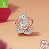 Sparkling Zircon Rose Diy Bracelet Beads Loose Beads, Romantic And Elegant S925 Sterling Silver Beads
