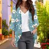 Ladies Fashion Loose Casual Print Beach Holiday   Sleeve Chiffon Cardigan