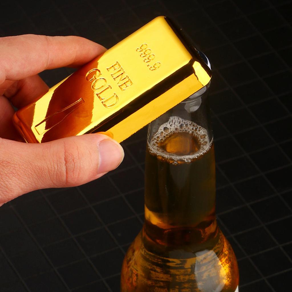 Magnetic Gold Bar Bottle Opener Realistic Gold Brick Style Beer Opener Decorative Metal Bar Tool for Home Bar Kitchen Use