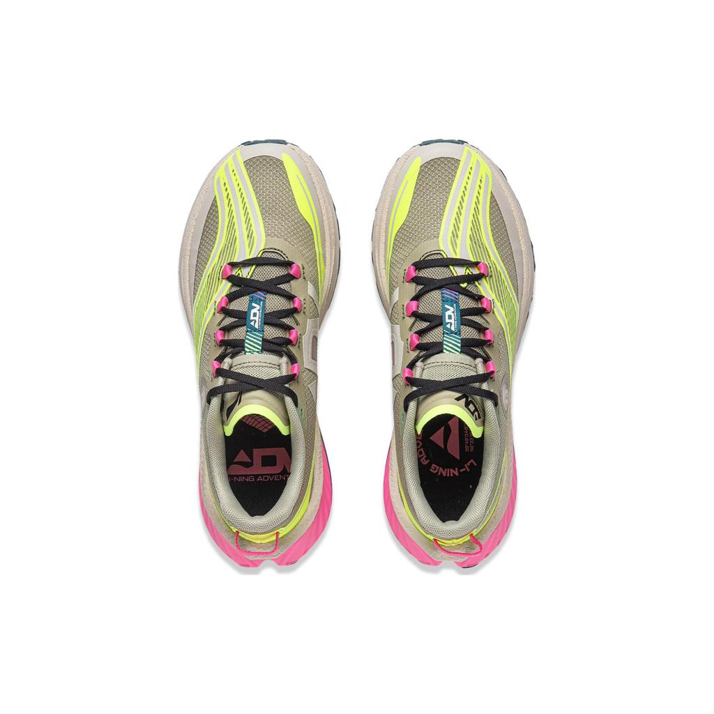 Li Ning Амортизирующие Нескользящие Износостойкие Низкие Кроссовки для Трейлраннинга Женские Зелено-Желтые ARNT004-6