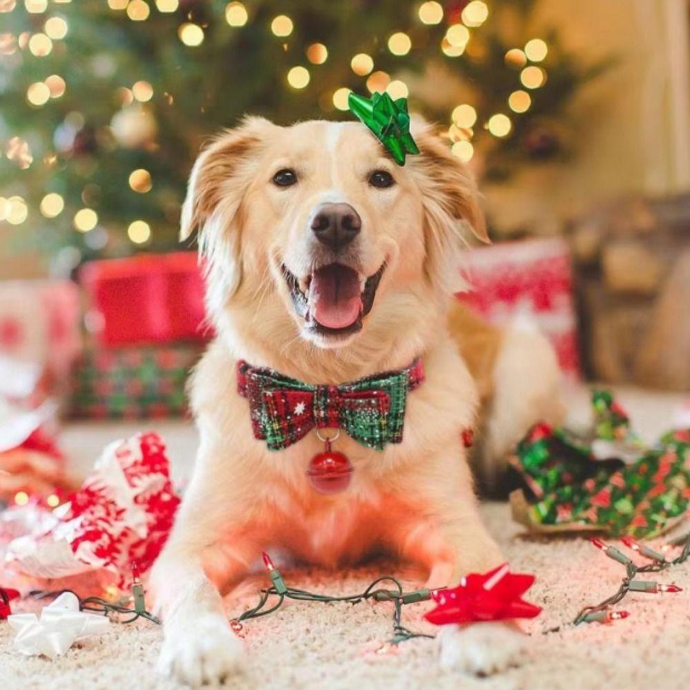Регулируемый рождественский ошейник-бабочка для собак, снежинок, кошек, рождественский ошейник для собак, щенков, кошек