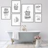 Brush Teeth Wash Hands Toilet Quote Picture Bathroom Wall Decor Canvas Painting Art Poster Black White Washroom Prints HD2892