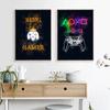Неоновый эффект Gamer King Play Game Плакат с геймпадом и принтом Холст Картина Игровые игры Настенное искусство для мальчика Детская комната Украшение дома