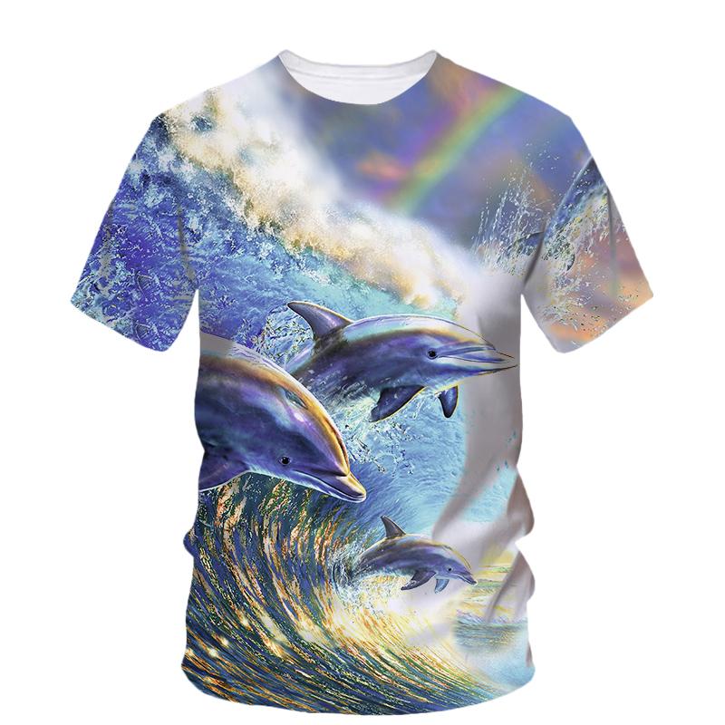 Summer Fashion Funny Dolphin Graphic T Shirts for Unisex New Trend Personality Casual Printed Harajuku O-neck Short Sleeve Tops