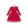 Girls Long Sleeve Bow Dress Princess Mesh Skirt Kids Fashion Party