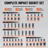 Impact Sockets Set 130PCS 6-Point 3/8" & 1/2" Drive Bit Ratchet Tool Kit