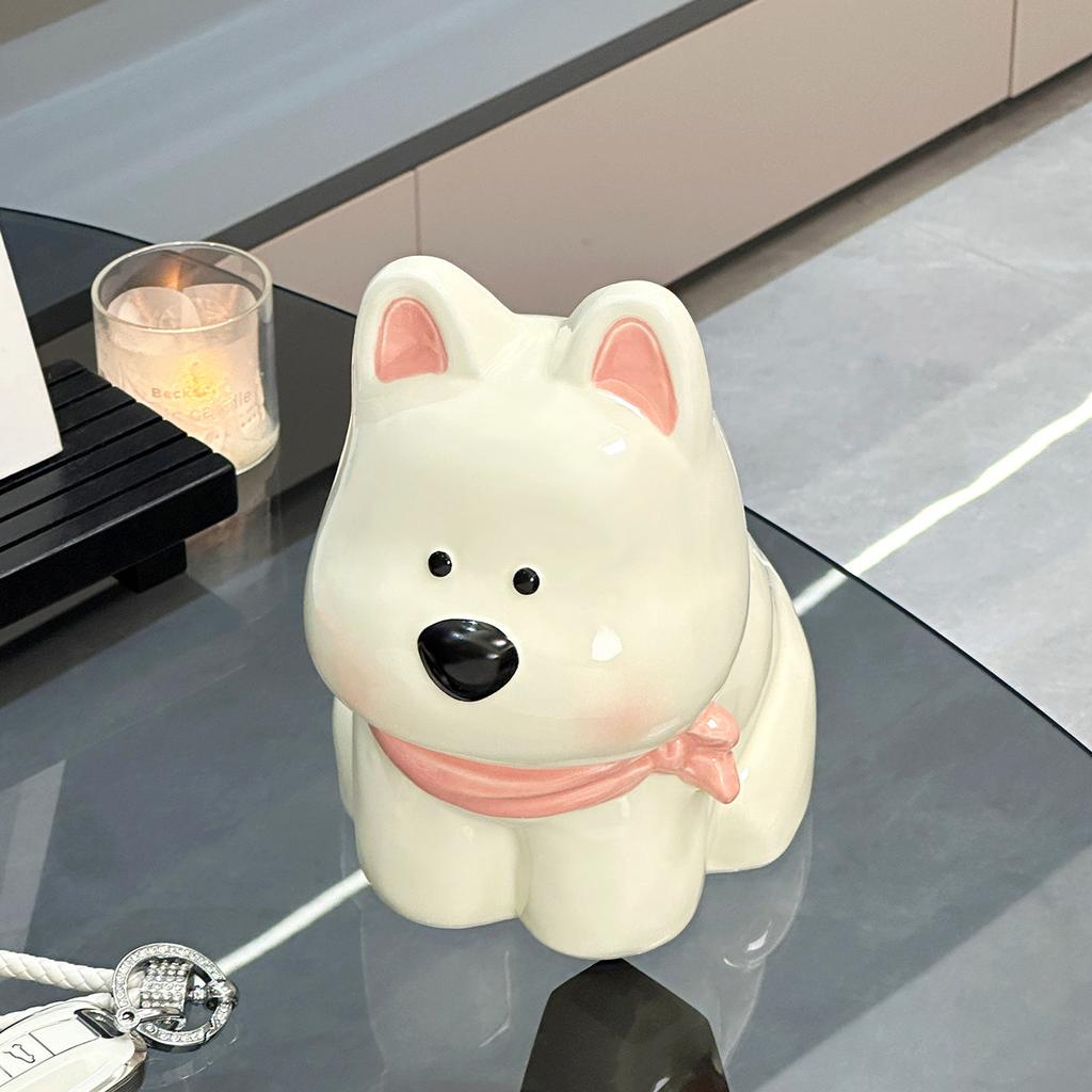 Cute Puppy Tissue Box Living Room Coffee Table Home Decoration Creative Paper Box Cartoon Ceramic Paper Box Home Decoration