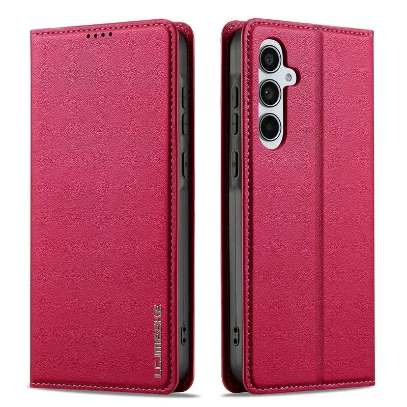 Магнитный кожаный чехол-книжка для Samsung Galaxy S25 Edge S24 FE S23 Plus S22 S21 Ultra A16 A36 A56 A15 A55 Кошелек с обложкой для карт
