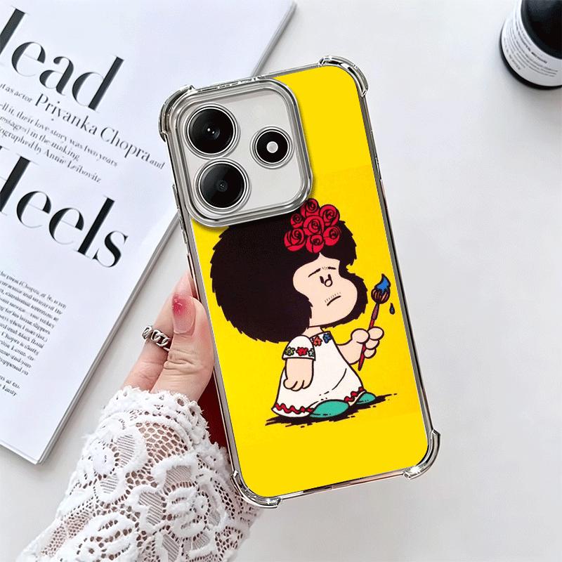 Mafalda Cartoon Cute Plating Phone Case For Xiaomi Redmi Note 14 15 Pro Plus 13 12 11 11S 11T 10 9S 9 5G Anti-Fall Airabag Cover