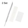 uxcell Double-Ended Stainless Steel Cuticle Pushers, 2-Piece Set with 100/180 Grit Sandpaper