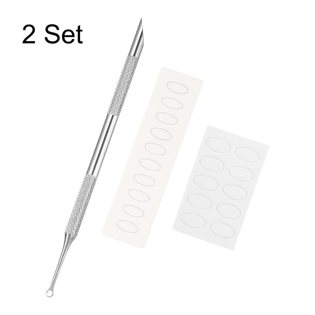 uxcell Double-Ended Stainless Steel Cuticle Pushers, 2-Piece Set with 100/180 Grit Sandpaper