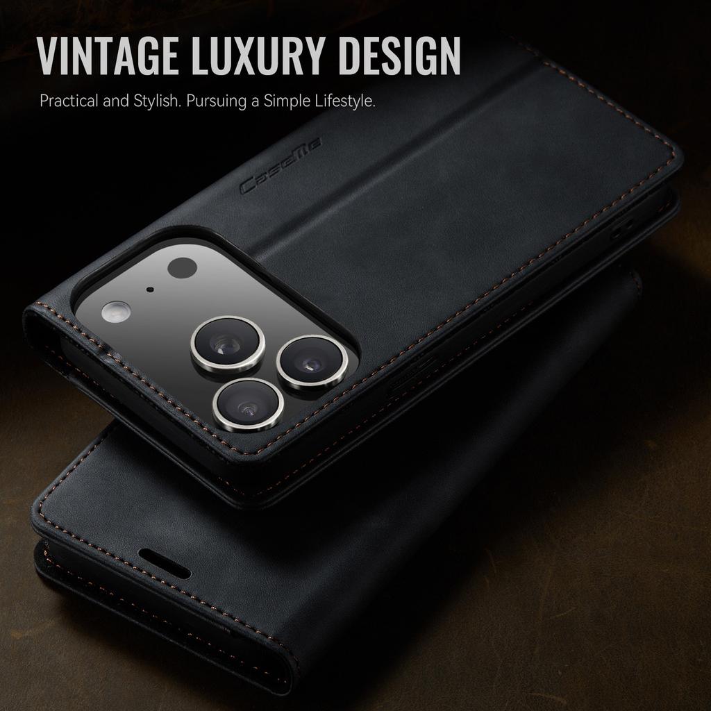 Suitable for iPhone 17 Pro card slot phone case, Samsung S25 ULTRA calf pattern leather case, A15 flip retro case