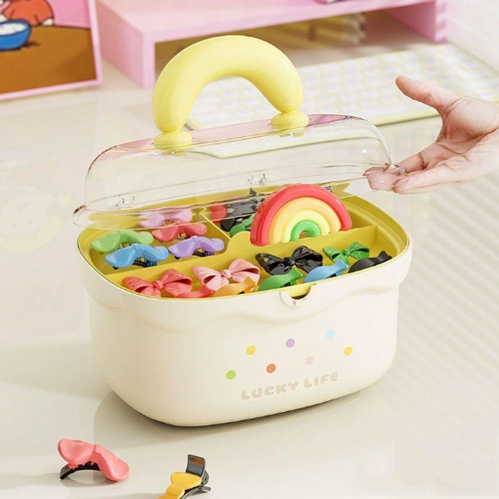 Rainbow Hairpin Storage Box Large Capacity Dopamine Card Toy Container Waterproof Multi-layer Hair Accessories Organizer