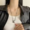 Adjustable Square Bottle Long Necklace Drawable Black Rope Pendant Necklace Sweater Chain  Women